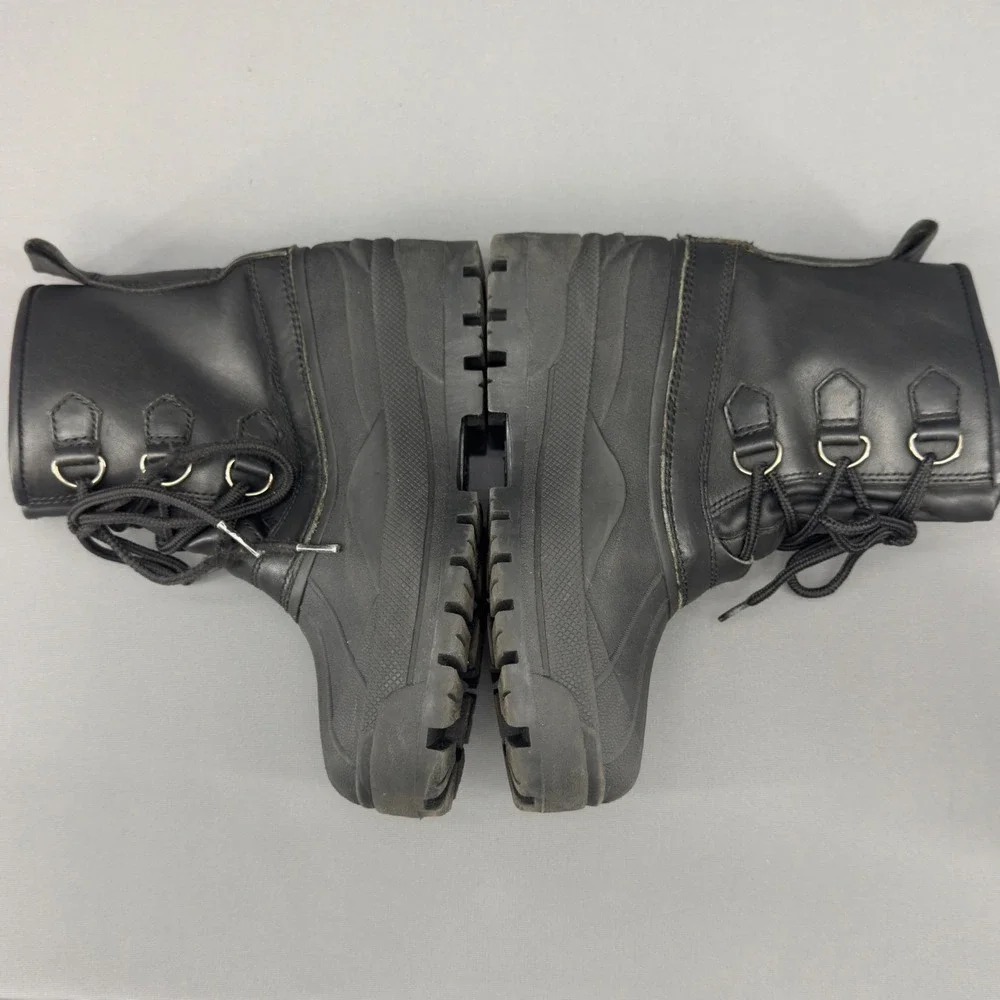 L.L.Bean Kids Black Waterproof Winter Boots Lace Up Size‎ 4 (Missing Inserts)